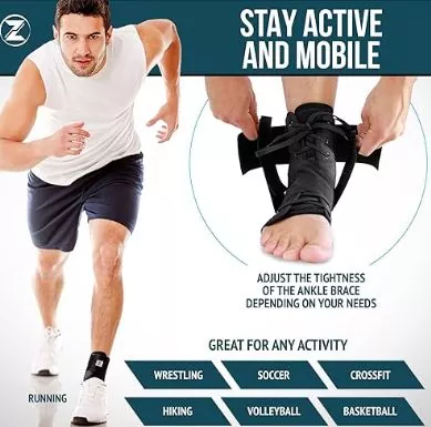 What does a sprained ankle brace support do?